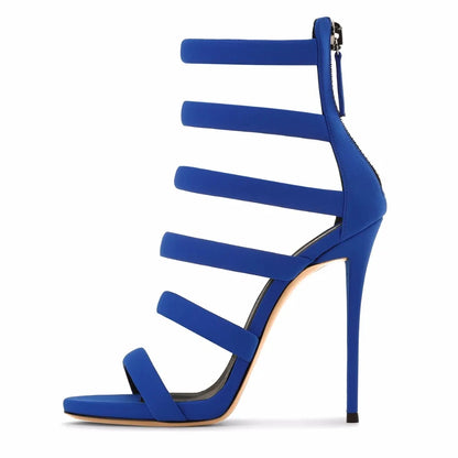 Sandals High Heels Stiletto Strappy Back Zipper