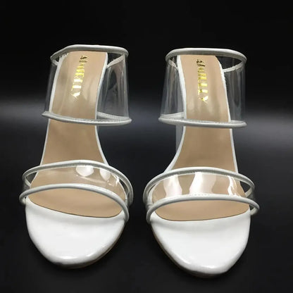 Wedges Sandals Round Toe PVC High Heels Slip On