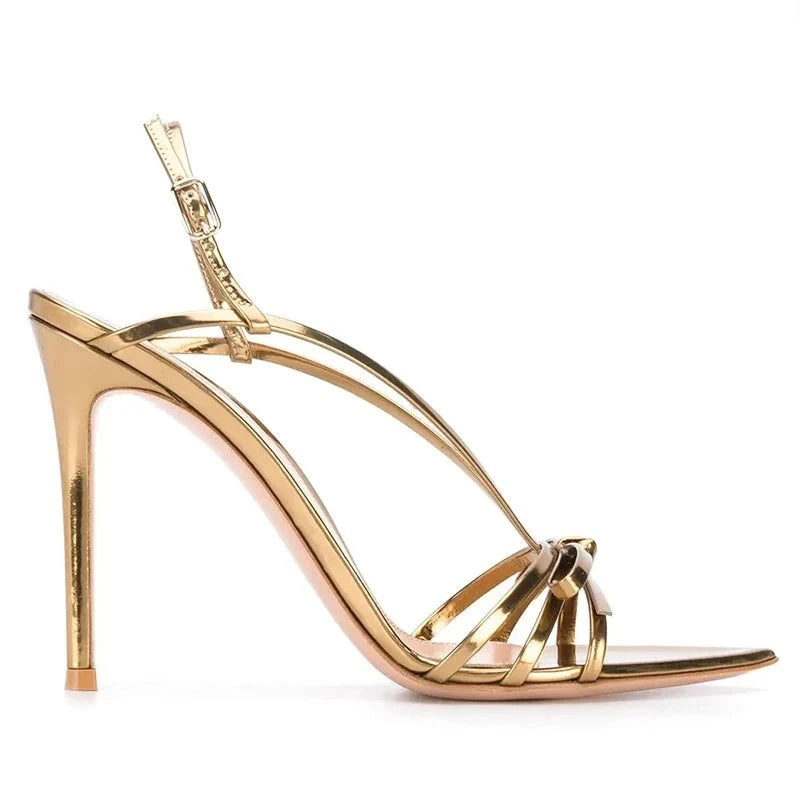 Pointed Sole High Heel Sandals Ankle Buckle Strap