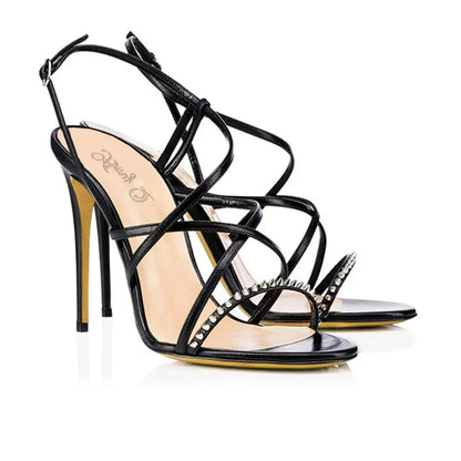 Sandals Peep Toe High Heels Spikes Strappy Stilettos