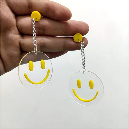 Smiley Face Dangle Stud Earrings