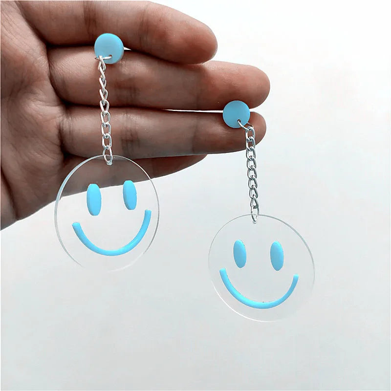 Smiley Face Dangle Stud Earrings
