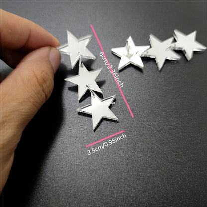 3-Stars Dangle Stud Earrings