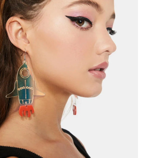 Rocket Big Dangle Stud Earrings
