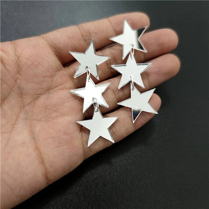 3-Stars Dangle Stud Earrings