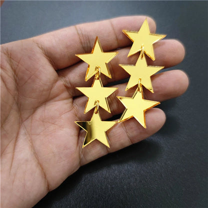 3-Stars Dangle Stud Earrings