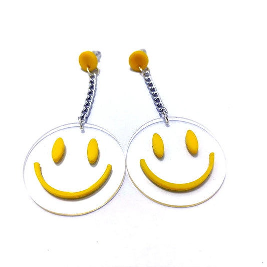 Smiley Face Dangle Stud Earrings