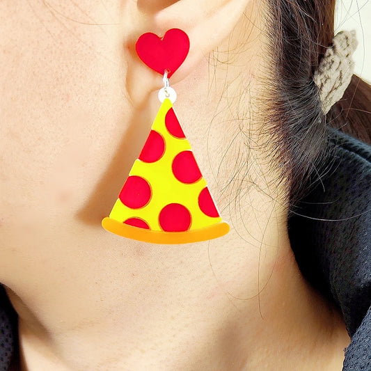 Pizza-Slice Dangle Stud Earrings