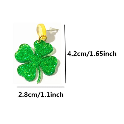 Four-Leaf Clover Dangle Stud Earrings