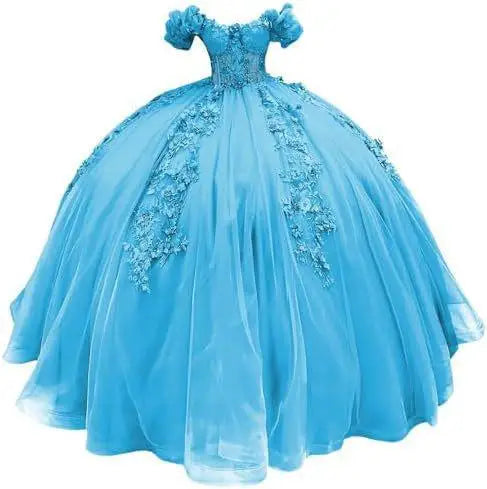 Fluffy Skirt Off-The-Shoulder Silky Ball Gown Quinceanera Dress