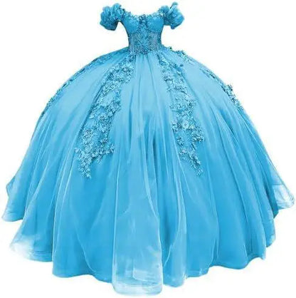 Fluffy Skirt Off-The-Shoulder Silky Ball Gown Quinceanera Dress