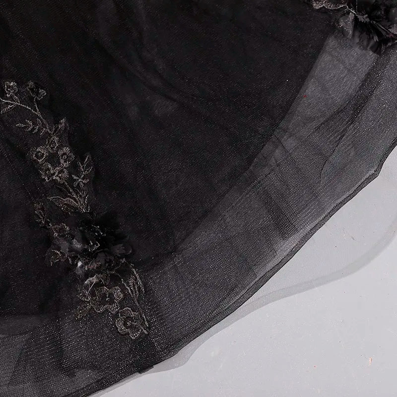 Black Tulle Off-The-Shoulder Floor-length Ball Gown Quinceanera Dress
