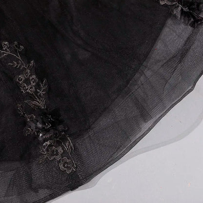 Black Tulle Off-The-Shoulder Floor-length Ball Gown Quinceanera Dress