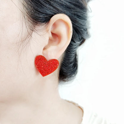 Glittery Heart Stud Earring