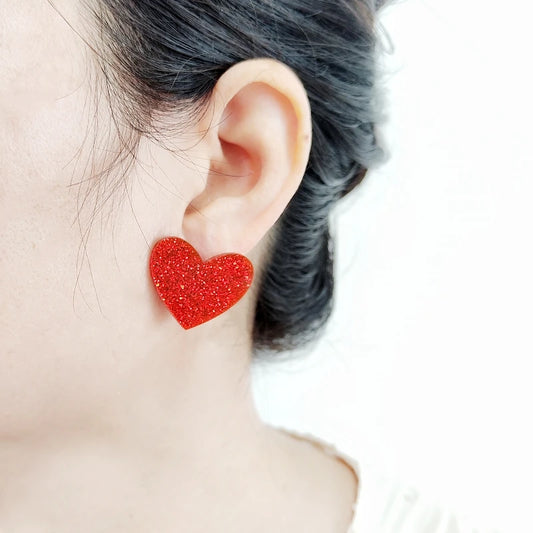 Glittery Heart Stud Earring