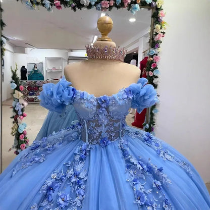Fluffy Skirt Off-The-Shoulder Silky Ball Gown Quinceanera Dress