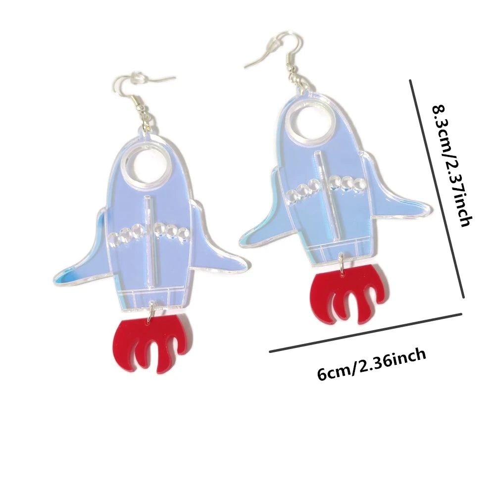Rocket Big Dangle Stud Earrings