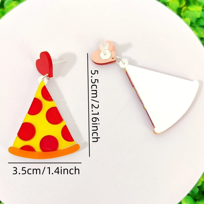 Pizza-Slice Dangle Stud Earrings