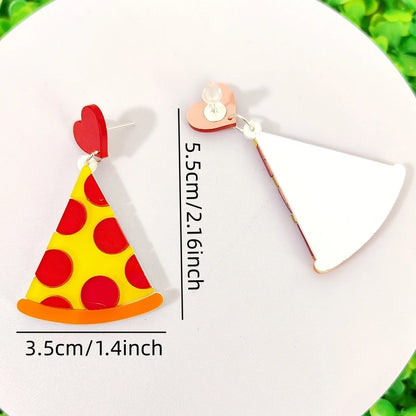 Pizza-Slice Dangle Stud Earrings