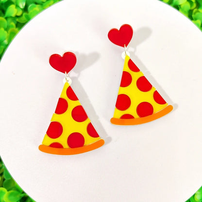 Pizza-Slice Dangle Stud Earrings