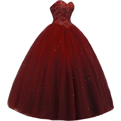 Sleeveless Long Fluffy Skirt Sequined Quinceanera Dress