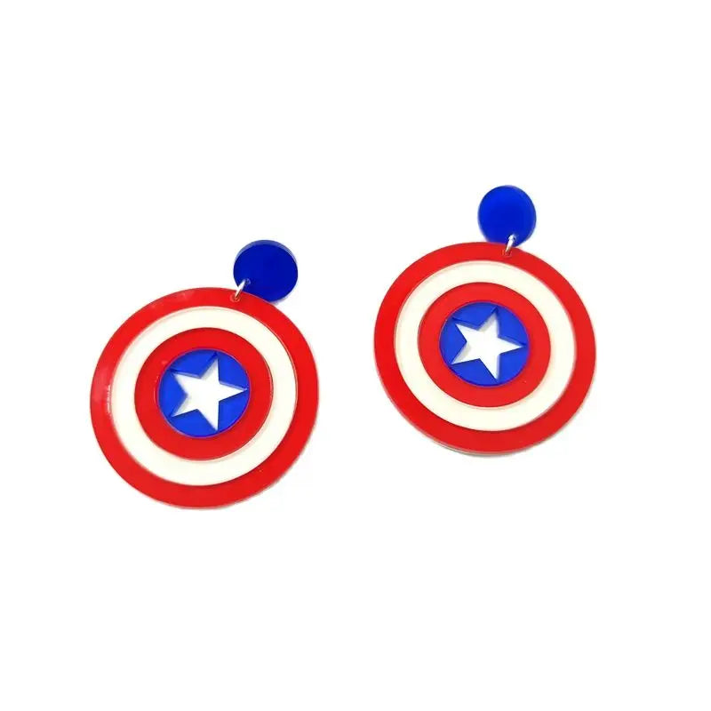 Captain America Shield Dangle Stud Earrings