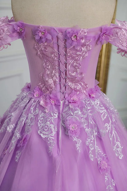 Sweetheart Off-The-Shoulder Tulle Floor-Length Quinceanera Dress