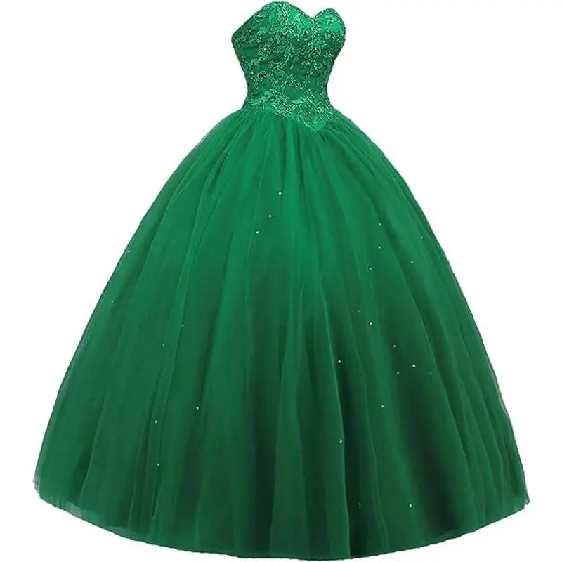 Sleeveless Long Fluffy Skirt Sequined Quinceanera Dress