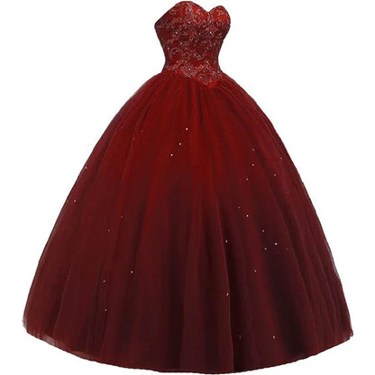 Sleeveless Long Fluffy Skirt Sequined Quinceanera Dress