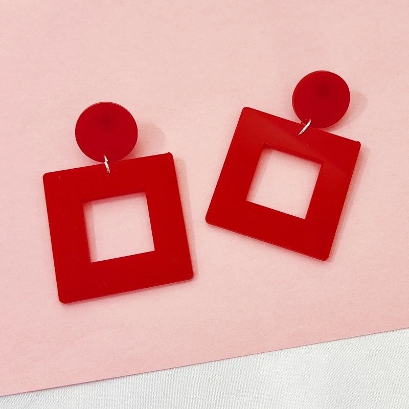 Square Dangle Stud Earrings
