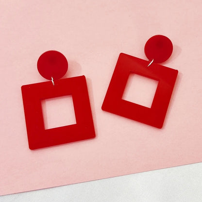 Square Dangle Stud Earrings