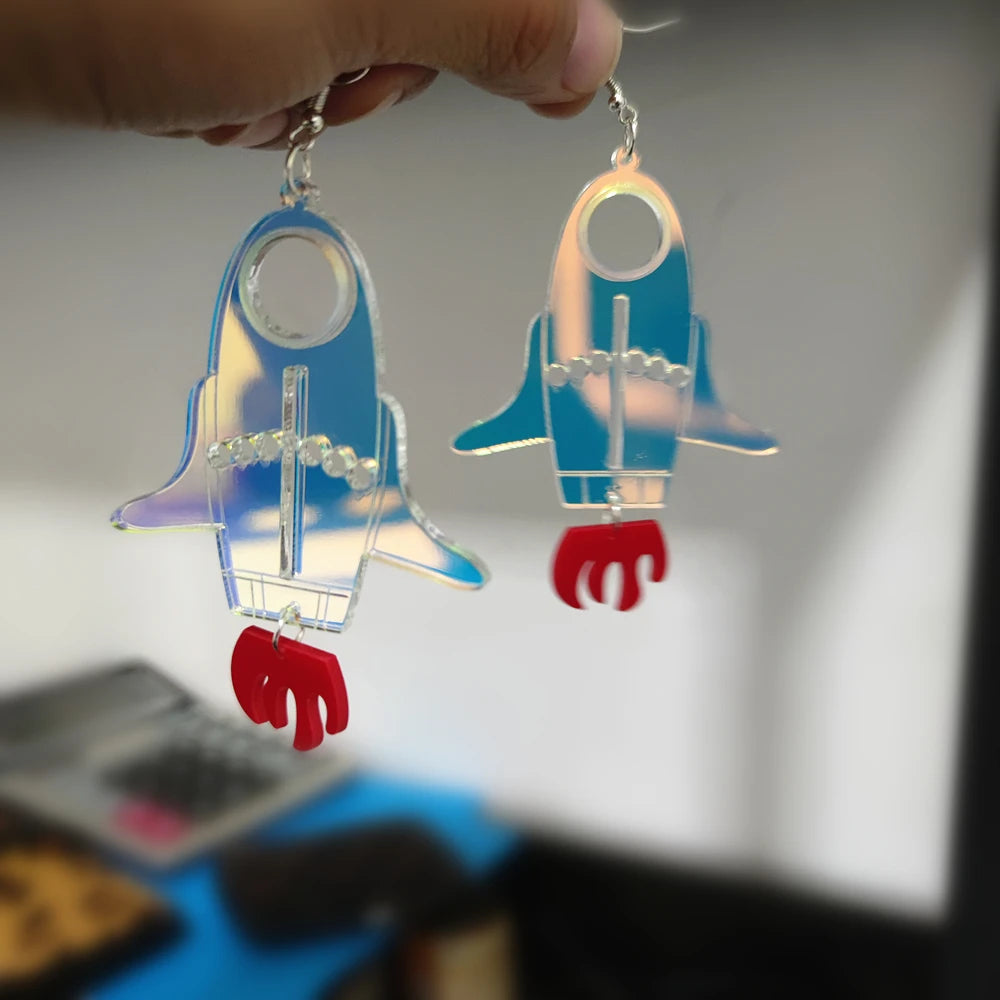 Rocket Big Dangle Stud Earrings