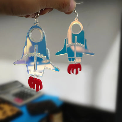 Rocket Big Dangle Stud Earrings