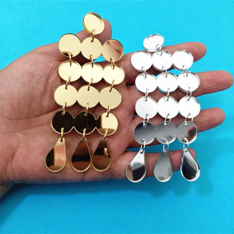 Dots Big Dangle Stud Earrings