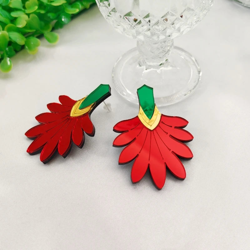 Floral Dangle Stud Earrings