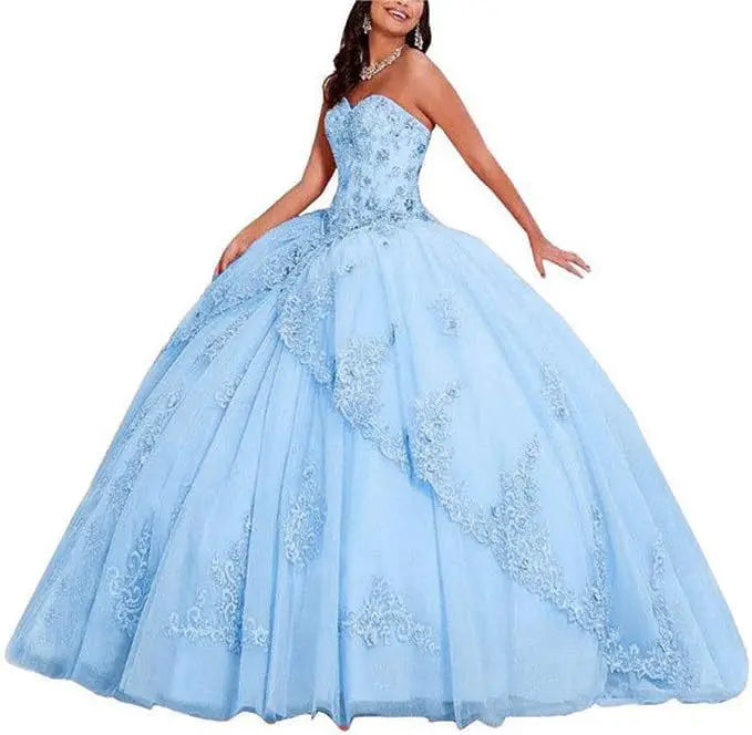 Princess Style Fluffy Skirt Sleeveless Sweetheart Ball Gown Quinceanera Dress