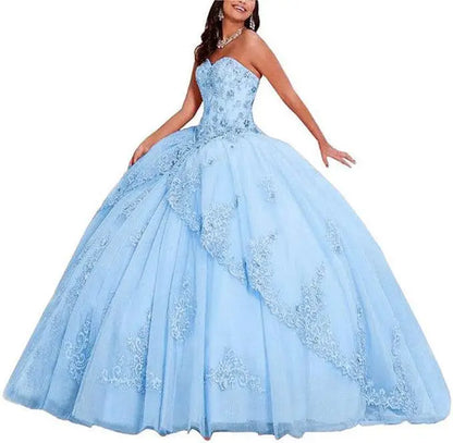 Princess Style Fluffy Skirt Sleeveless Sweetheart Ball Gown Quinceanera Dress