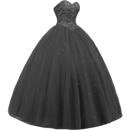 Sleeveless Long Fluffy Skirt Sequined Quinceanera Dress