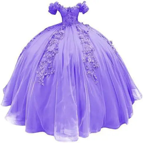Fluffy Skirt Off-The-Shoulder Silky Ball Gown Quinceanera Dress