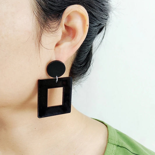 Square Dangle Stud Earrings
