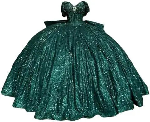 Cinderella Glittery Floor-Length Ball Gown Quinceanera Dress