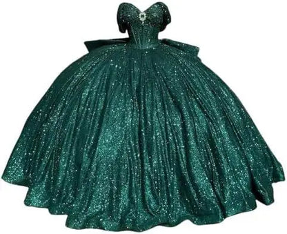 Cinderella Glittery Floor-Length Ball Gown Quinceanera Dress