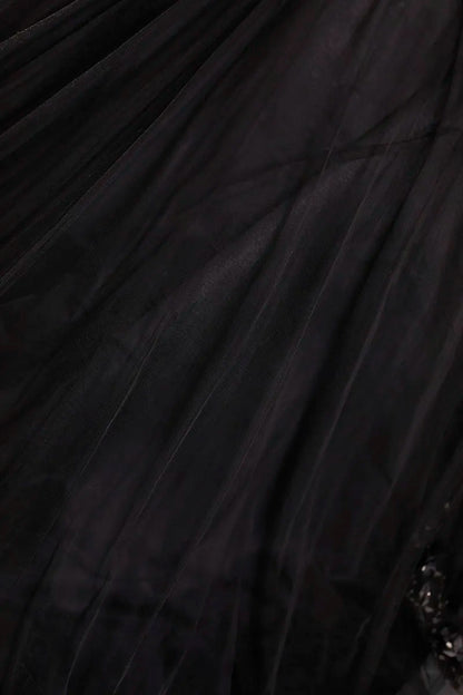 Black Tulle Off-The-Shoulder Floor-length Ball Gown Quinceanera Dress