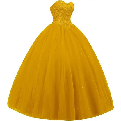 Sleeveless Long Fluffy Skirt Sequined Quinceanera Dress