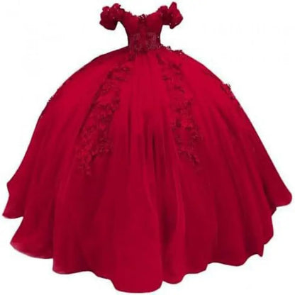 Fluffy Skirt Off-The-Shoulder Silky Ball Gown Quinceanera Dress