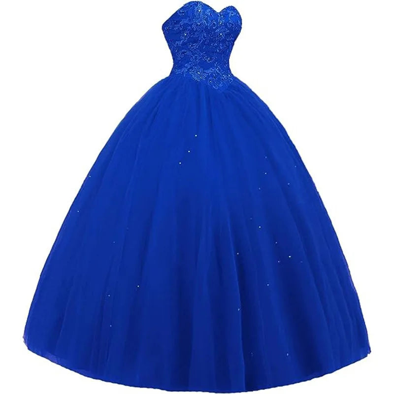 Sleeveless Long Fluffy Skirt Sequined Quinceanera Dress