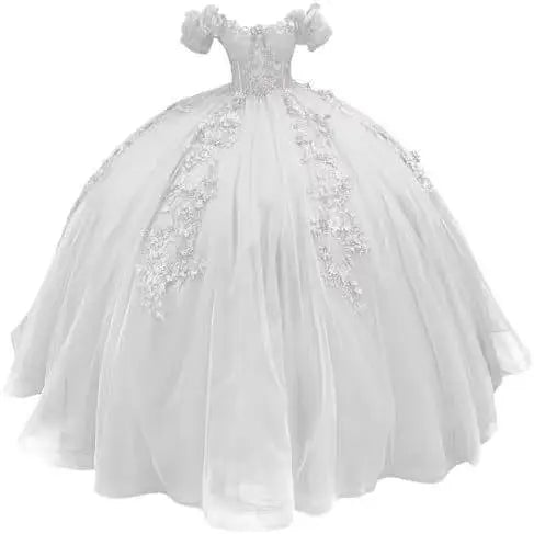 Fluffy Skirt Off-The-Shoulder Silky Ball Gown Quinceanera Dress