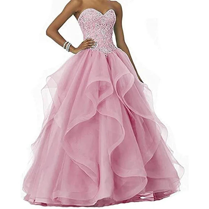 Fluffy Veil Gown Sleeveless Sweetheart Quinceanera Dress