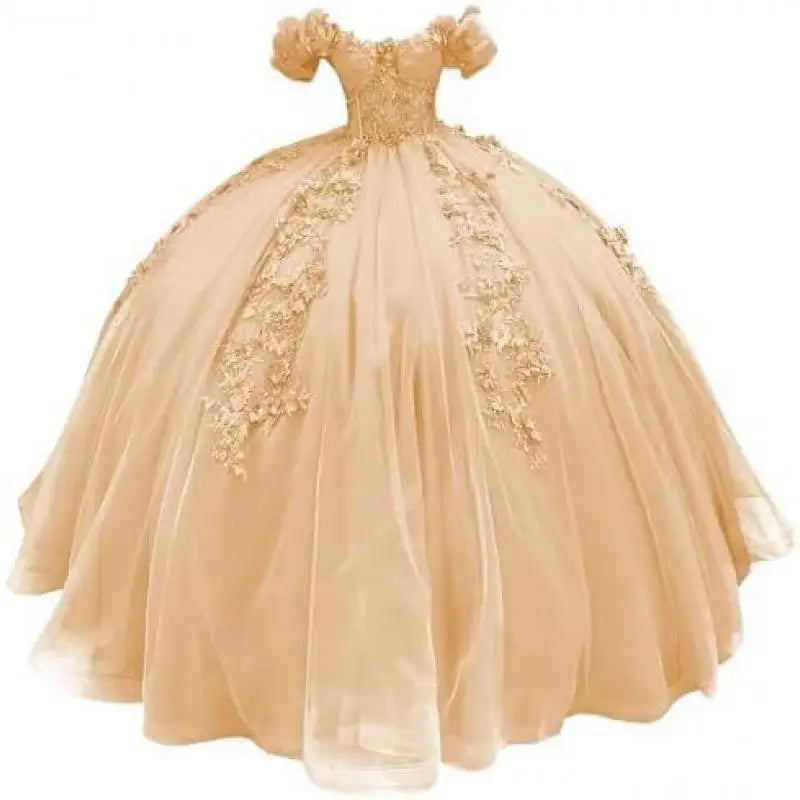 Fluffy Skirt Off-The-Shoulder Silky Ball Gown Quinceanera Dress