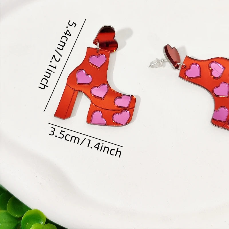 High-heel Boots Dangle Stud Earrings